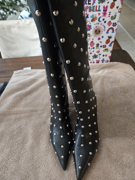 Jeffrey Campbell Shoes - Jeffrey Campbell Black Studded Kitten Heel Women's Knee high Boots Size 11 NWT